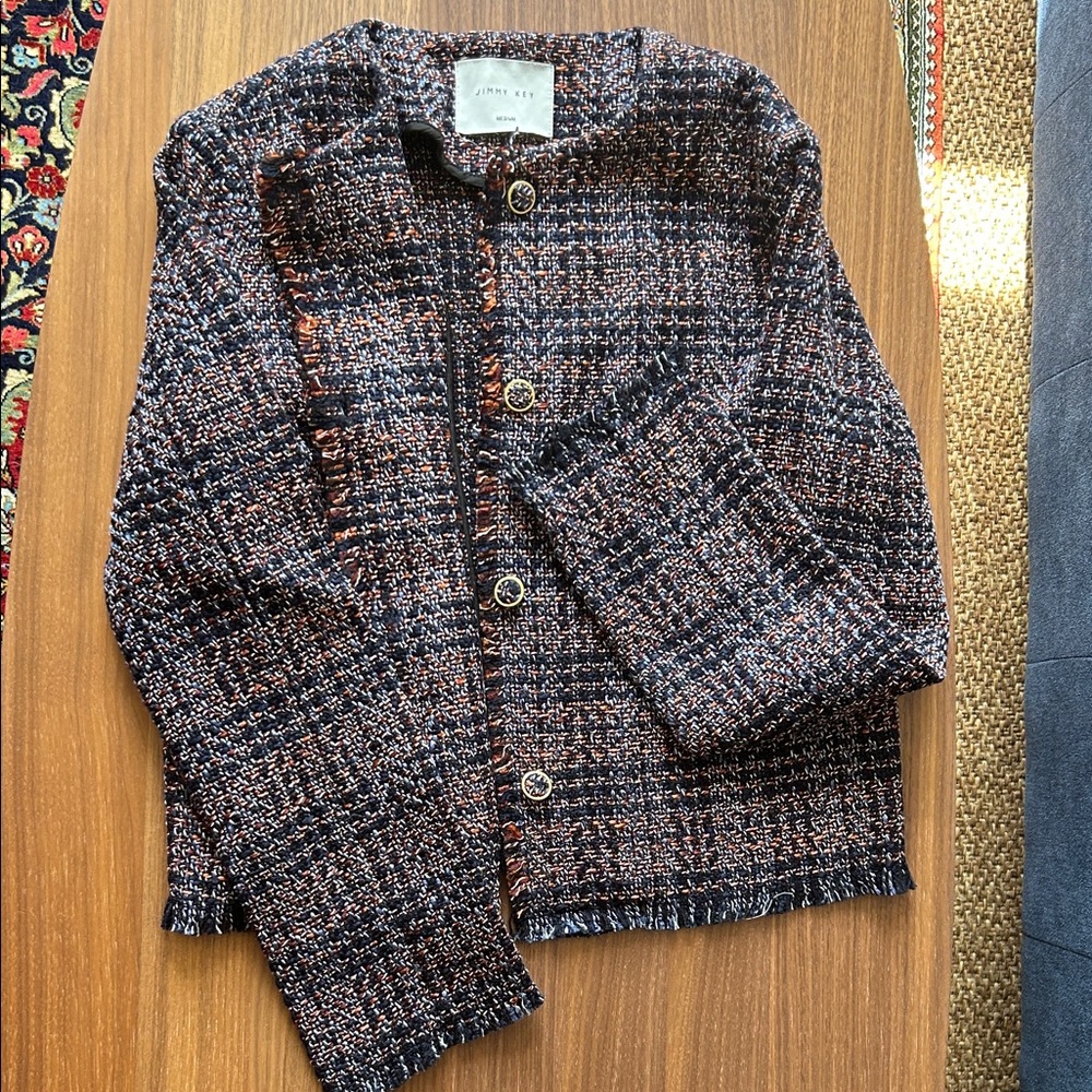 Elegant Tweed Blazer - Black and Brown